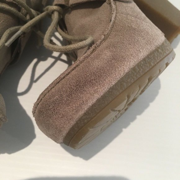 NINE WEST Vintage American Collection Size 7.5M Beige Suede Leather Loafer Heels - Picture 11 of 12